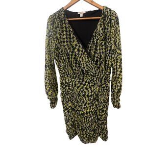 Bar III  bodicon rouched dress green and black  L